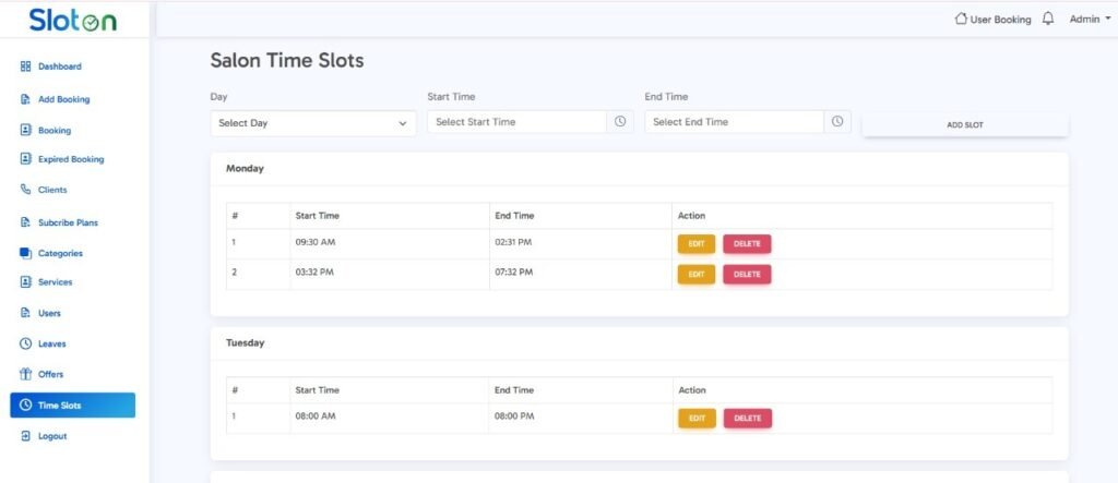 Sloton analytics dashboard