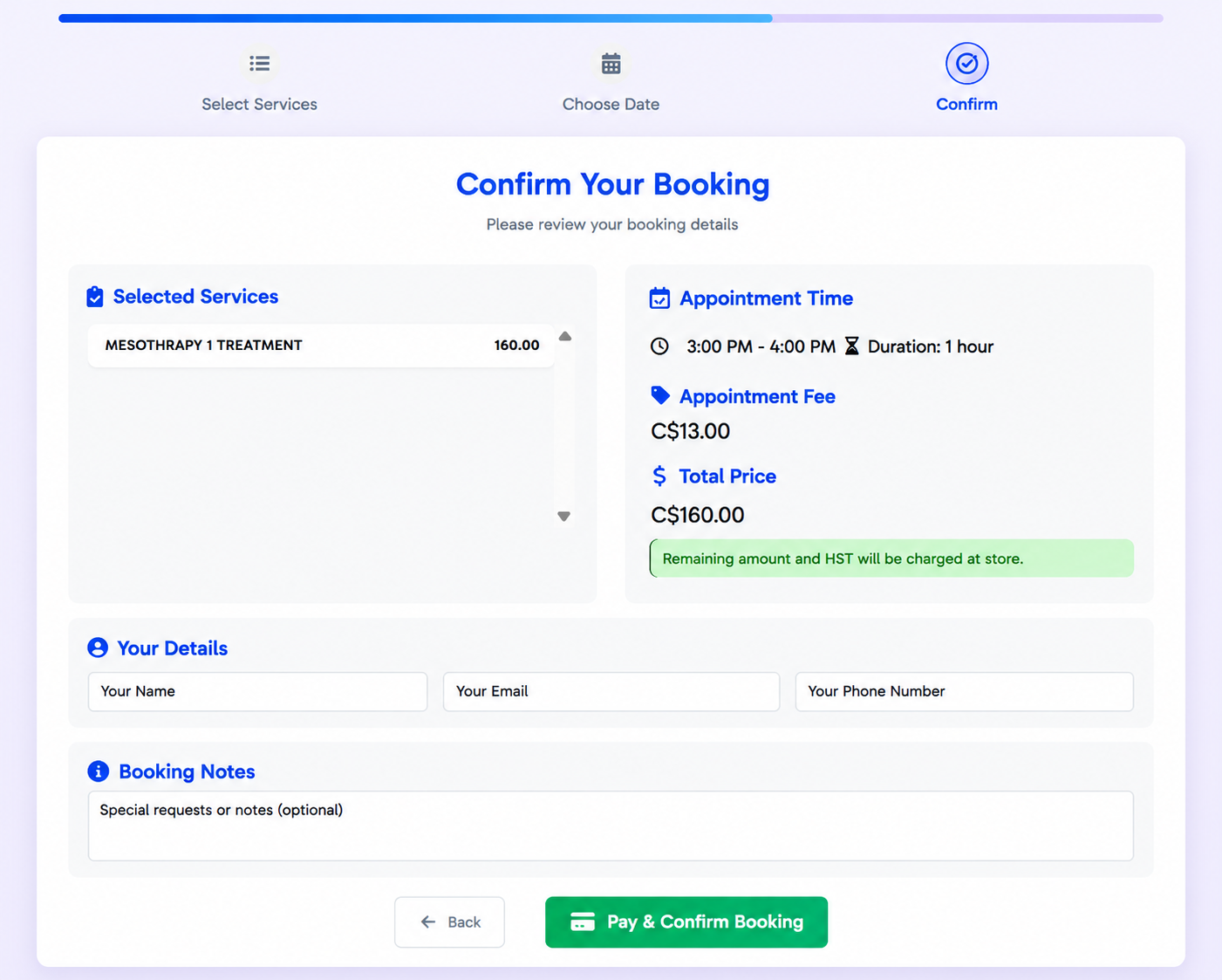 Confirm and pay